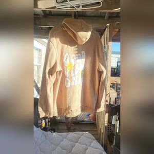 Men's Tan Hoodie with White & Yellow Graphic